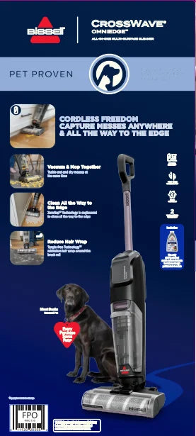 BISSELL CrossWave OmniEdge, Cordless, Wet Dry Vacuum, for Tile, Sealed Wood Floors, Laminate, and Area Rugs, Zero Gap Technology, Easy Cleaning, Two Tank Technology, 4125W