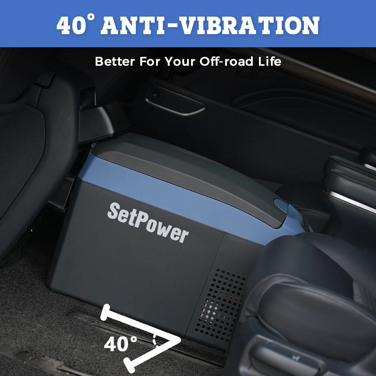 Setpower AB15 12 Volt Refrigerator,16 Quart(15L) Electric Cooler,Portable Car Refrigerator RV Fridge,12v Cooler for Camping,Travel,RV,Vehicles,MPV,SUV,Van;3-Year Warranty (Blue)