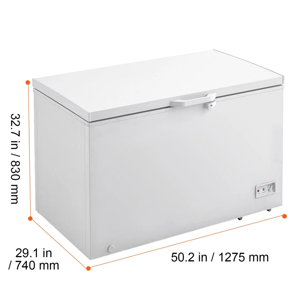 KFFKFF 12.8 Cu.ft / 345L Small Top-Open Chest Freezer 7-Speed?Temperature Control Removable Storage Basket, Freestanding 4 Detachable Baskets, 6 Casters