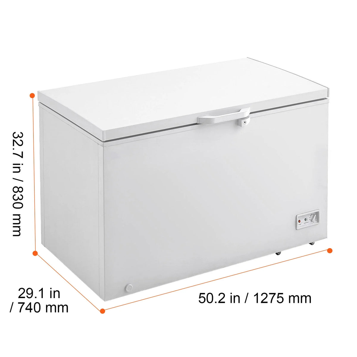 KFFKFF 12.8 Cu.ft / 345L Small Top-Open Chest Freezer 7-Speed?Temperature Control Removable Storage Basket, Freestanding 4 Detachable Baskets, 6 Casters