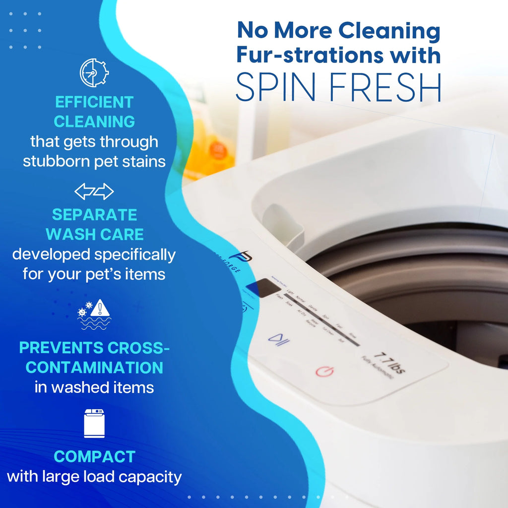 Pet Forge Spin Fresh Portable Pet Washing Machine, Fully Automatic 8 lb Capacity Top Load Washer