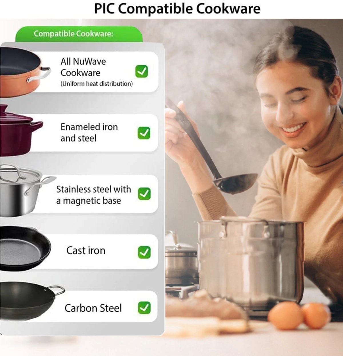 Nuwave Induction Cooktop with 4Qt Non-Stick Ceramic Pan, 3 Watt Settings 600, 900 & 1300W, 6.5a?? Heating Coil, Induction Cooktop, Cooking