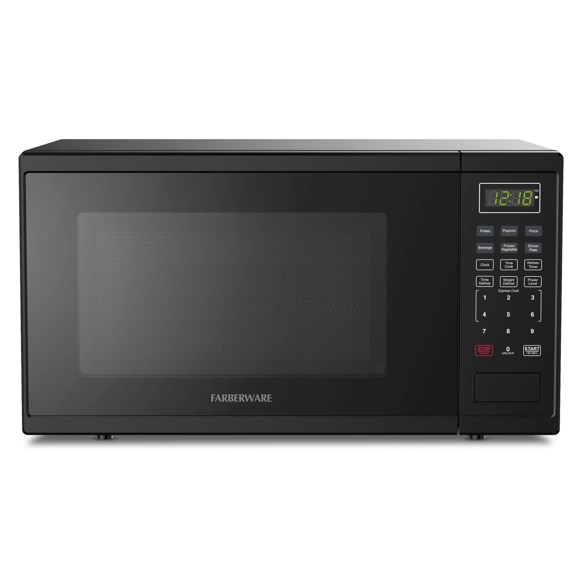 Farberware Countertop Microwave Ov 1100 Watts, 2.2 cu ft - Smart Sensor With LED Lighting and Child Lock - Perfect for Apartments and Dorms - Easy Clean Black Interior, Stainless Steel