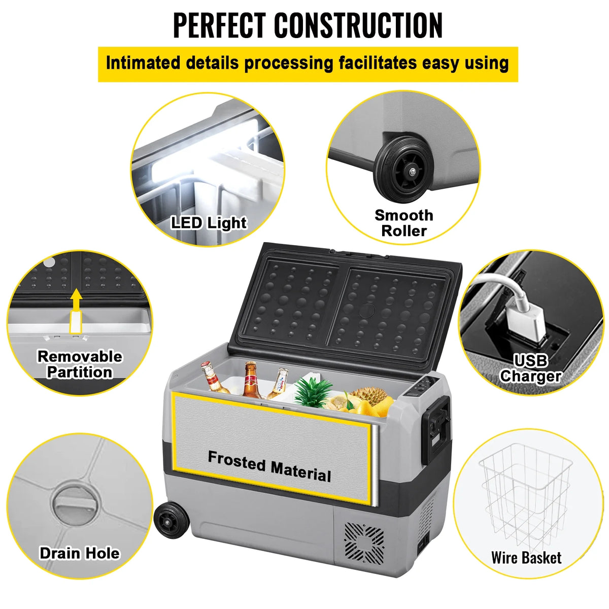 VEVOR Car Refrigerator 48Qt, Dual Zone Car Fridge Freezer12/24V DC & 110-240V AC Electric Compressor Cooler for Truck Vehicle RV