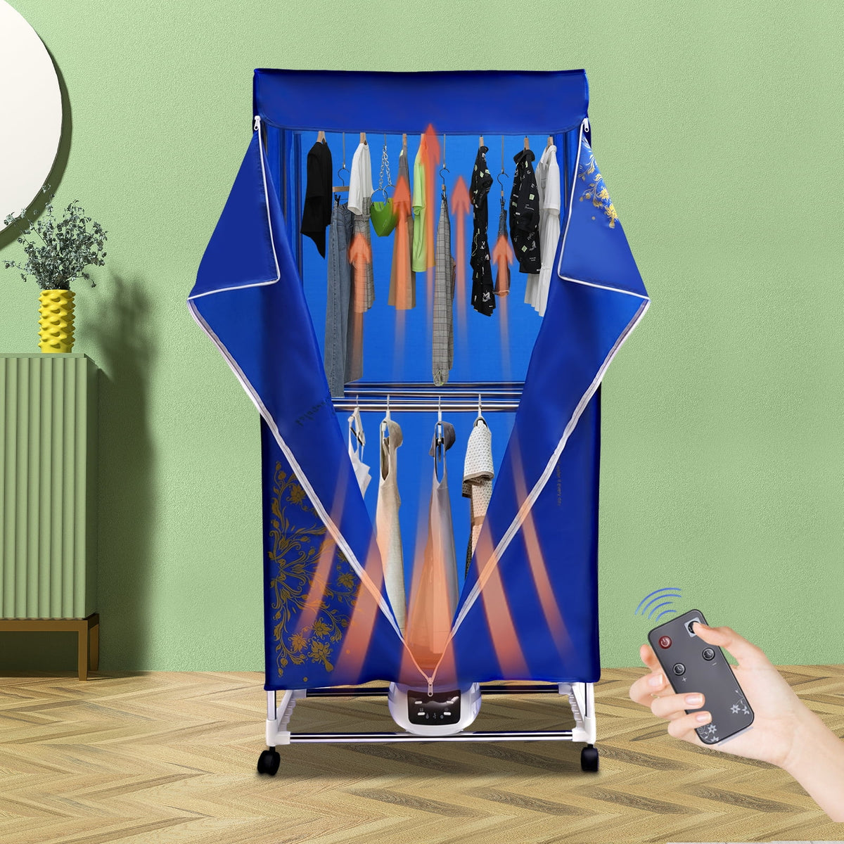 Clothes Dryer Portable Travel Dryer Machine Portable Dryer for Apartments New Generation Electric Clothes Drying Blue 2 Layers for Families Apartments Campers Student Dormitories