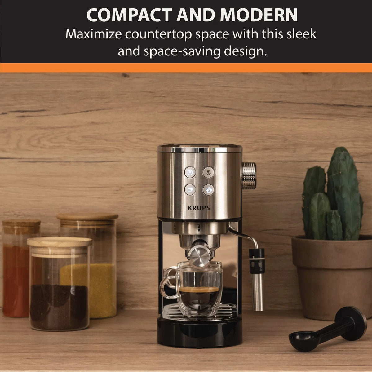 Krups Divine Pump Espresso Maker, Stainless Steel, XP444C50