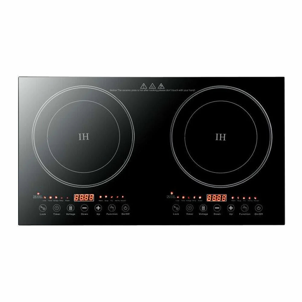 2400W 110V Electric 2-Burners Built in Dual Induction Cooking Cooker Cooktop Countertop
