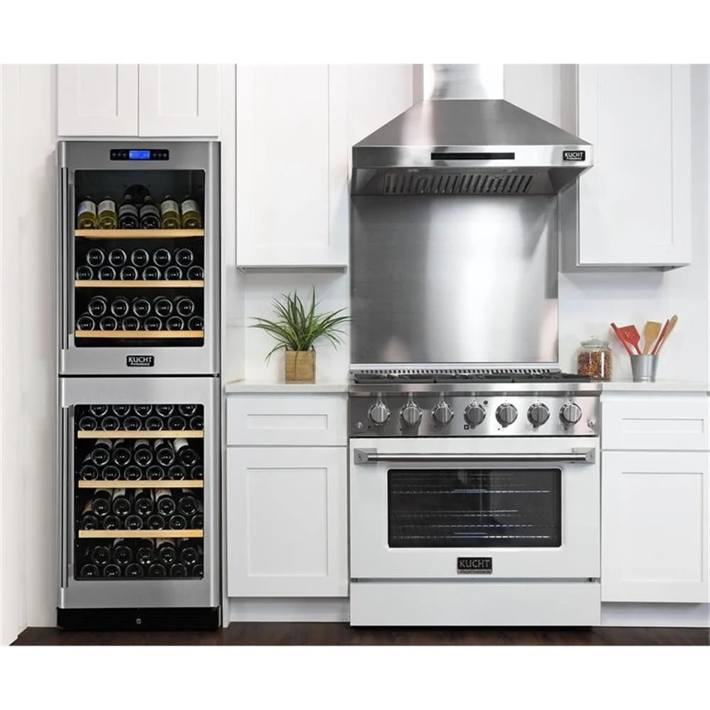 Kucht Professional 36" Modern Stainless Steel Propane Gas Range in White/Silver