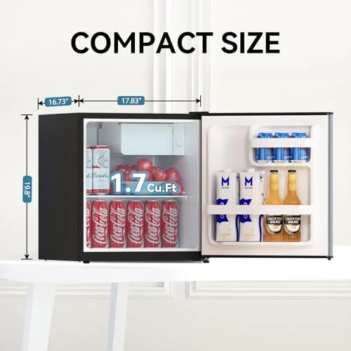 Frestec 1.7 Cu.Ft Mini Fridge with Freezer, Mini Fridge for Bedroom, Small Refrigerator, Dorm Refrigerators with Freezer, Compact Refrigerator for Office, Apartment, Dorm, Bedroom