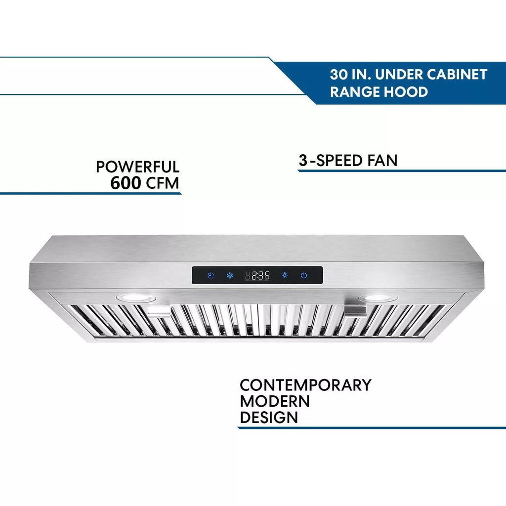 Range Hood 30 Inch Under Cabinet,Ductless Range Hoods with Touch Control,3-Venting Kitchen hood,Stainless Steel Vent Hood,Under Cabinet Range Hood 30 inch,Hood Vents for Kitchen 3 Speeds