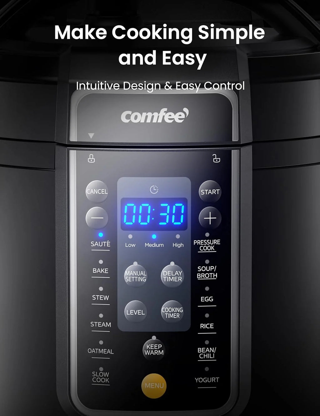 COMFEE�� 6QT Electric Pressure Cooker, 9-in-1 Instant Multi Cooker Olla de Presion  Rice Cooker Slow Cooker Steamer Saut�� Yogurt Maker Non-Stick Pot