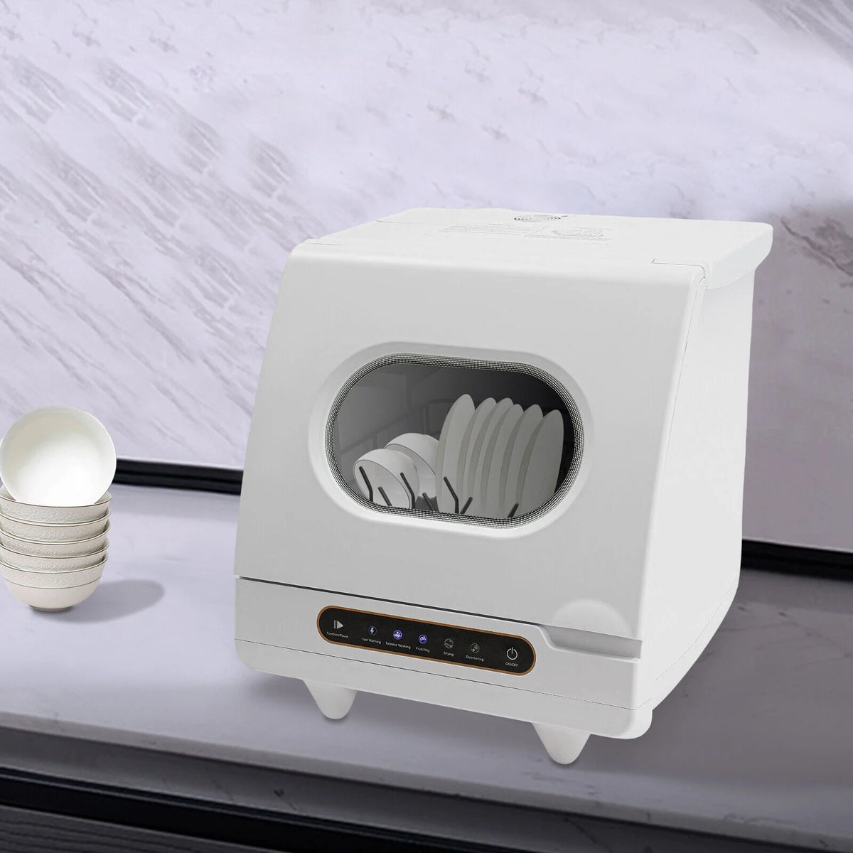 Portable Countertop Dishwasher 5 Washing Programs with Water Tank Leak-Proof Dry