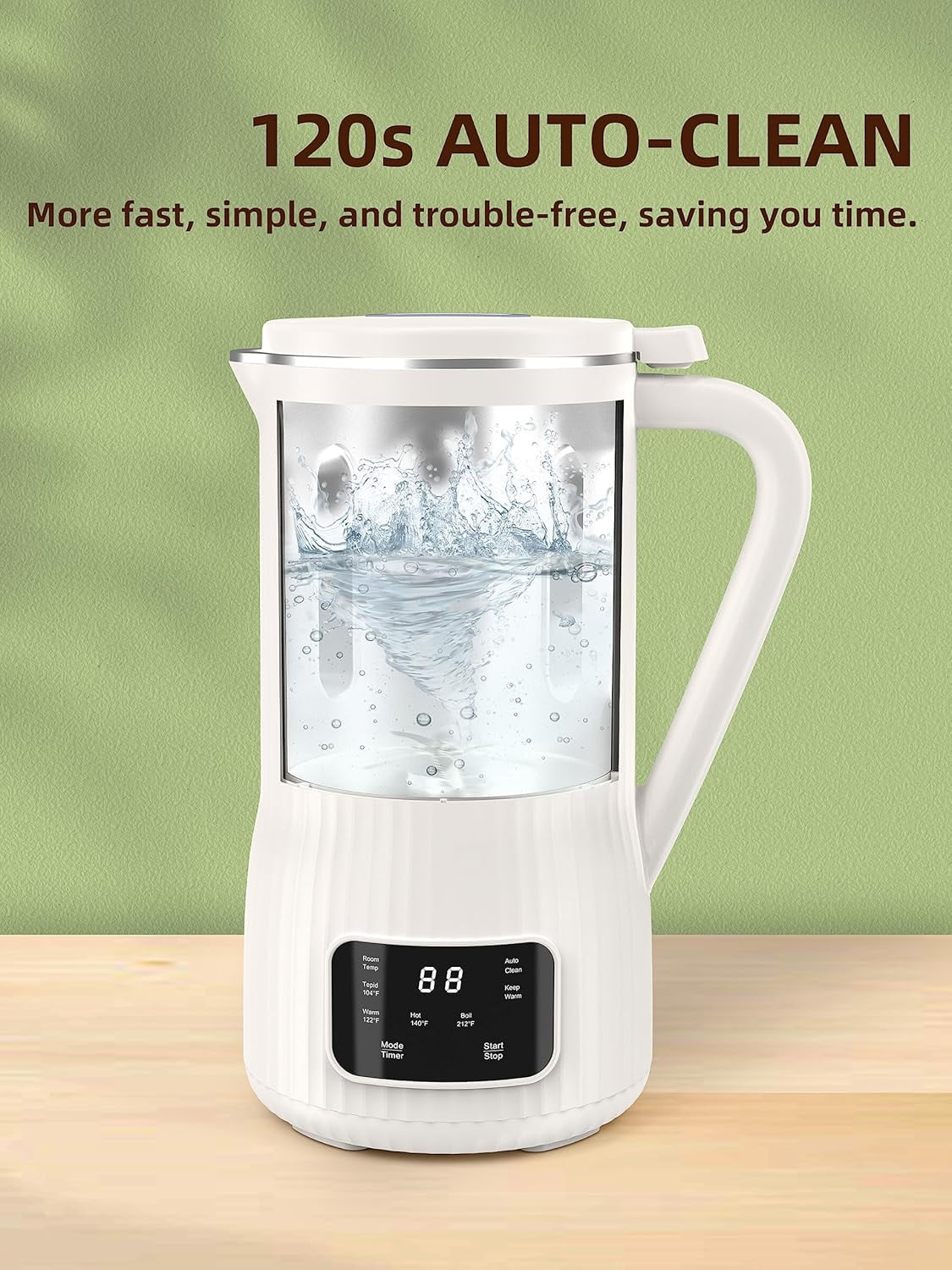 20 oz Nut Milk Maker - Multifunctional Automatic Almond, Equipped with 10 Blades, Suitable for Plant-Based, Oat, Soy, and Dairy, 12-Hour Timer/Auto Clean/Room Temperature/Keep Warm/Boil, hite.
