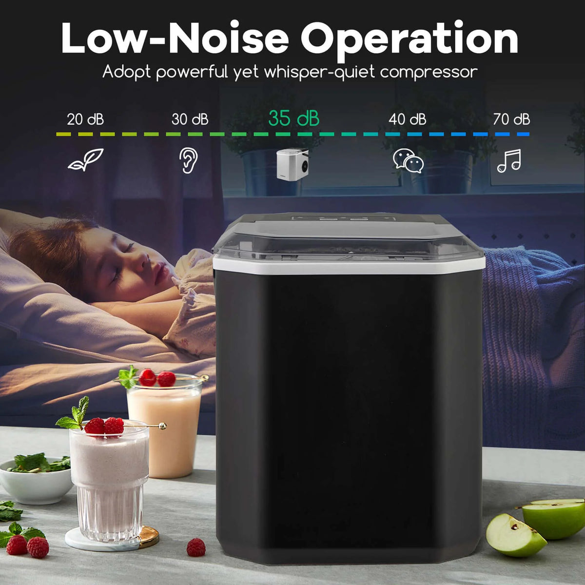 Costway Countertop Ice Maker Portable Ice Making Machine 6-13 Mins 9 Ice 26.5 lbs/24 Hrs Black