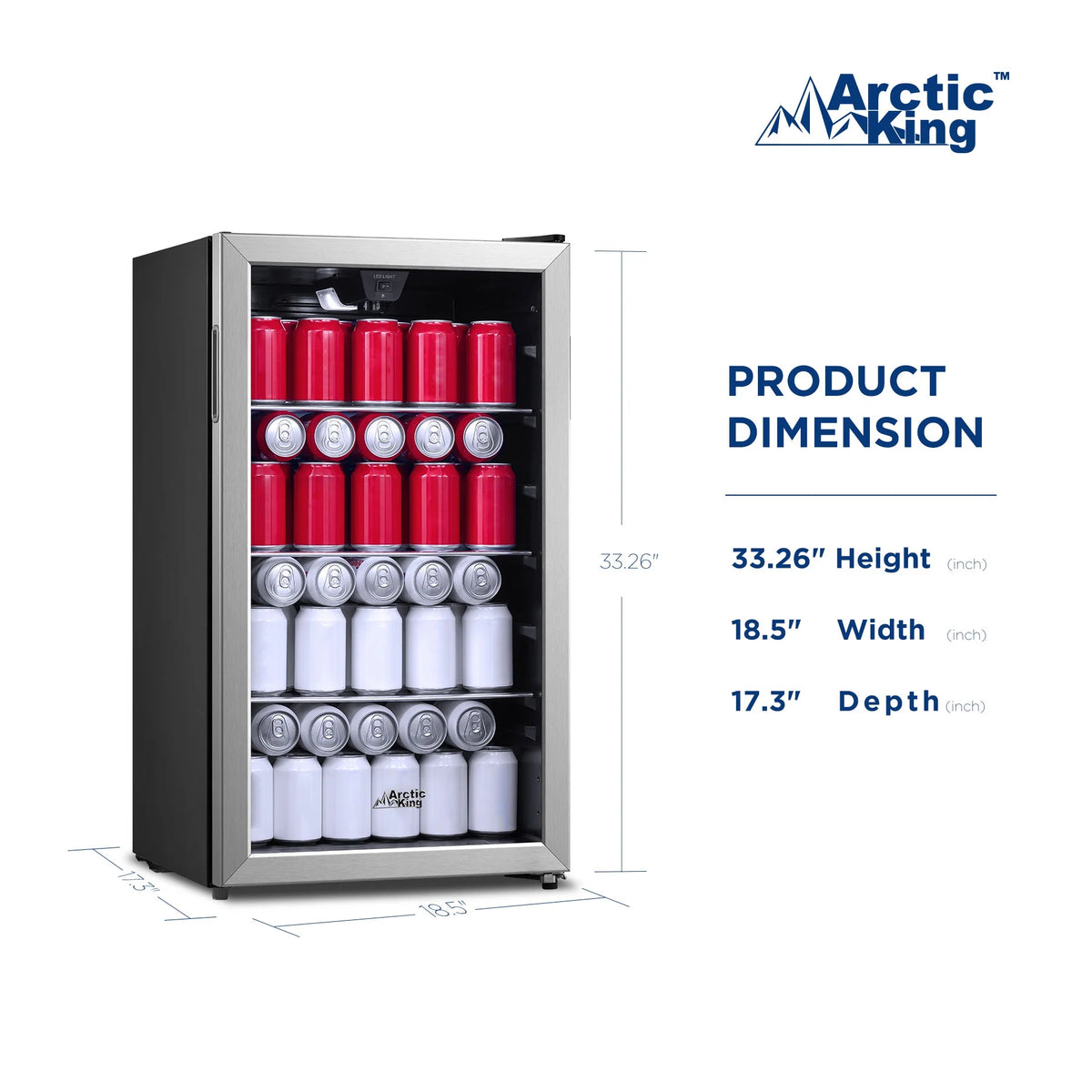 Arctic King 115-Can Beverage Fridge & Cooler, Stainless Steel Look, ARV115B1AST