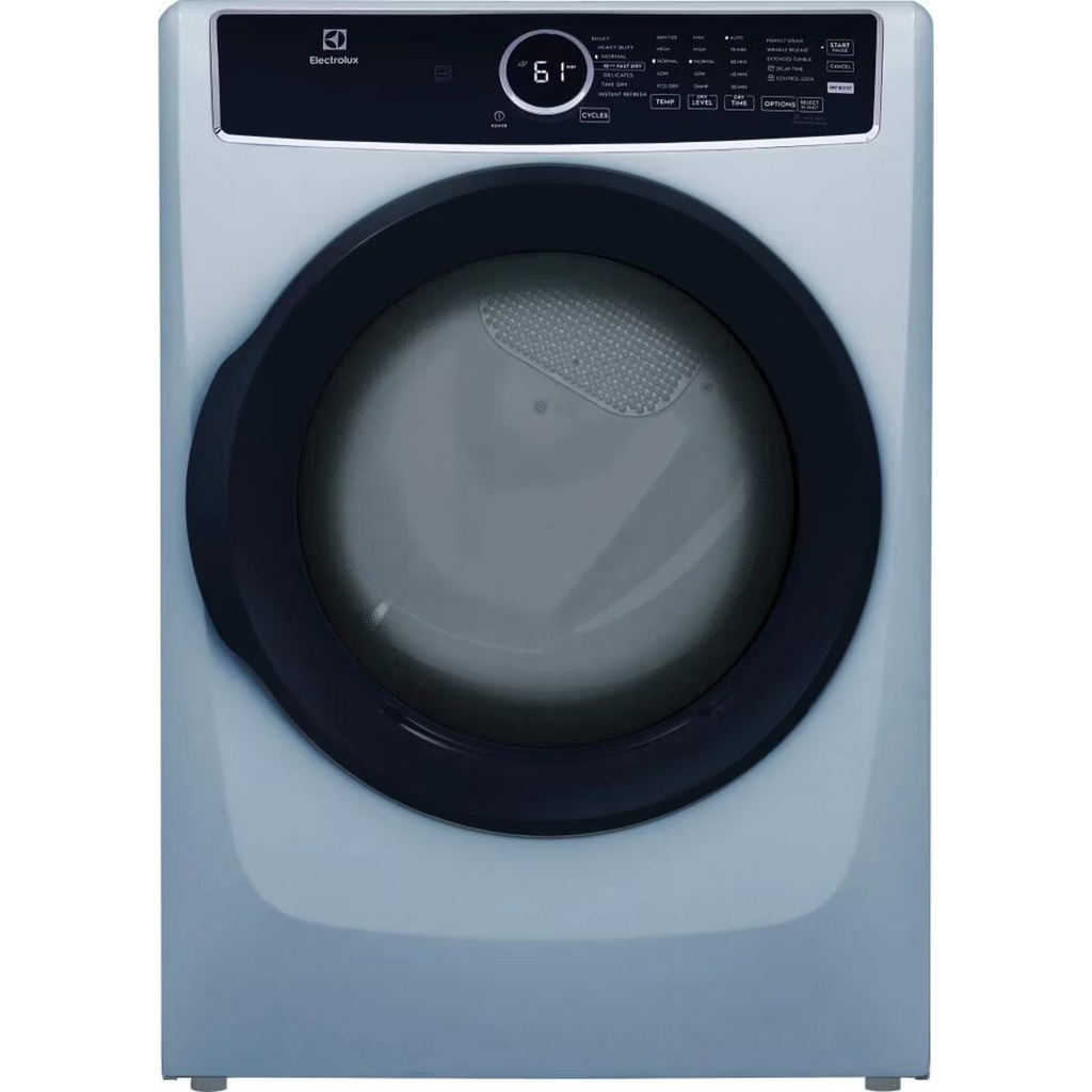 Electrolux 27 Inch Gas Dryer with 8.0 Cu. Ft. Capacity, Moisture Sensor, Reversible Door in Blue ELFG7437AG
