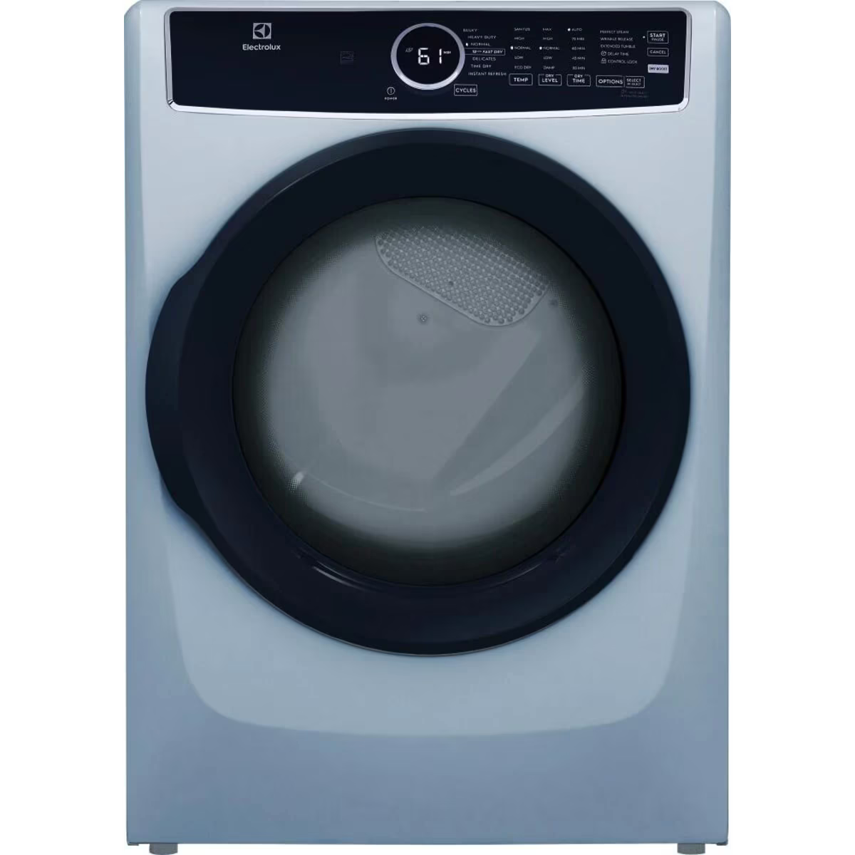 Electrolux 27 Inch Gas Dryer with 8.0 Cu. Ft. Capacity, Moisture Sensor, Reversible Door in Blue ELFG7437AG
