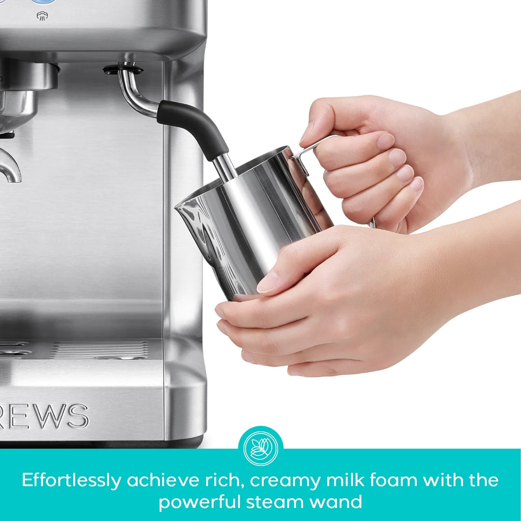 CASABREWS Ultra Semi-Automatic Espresso machine: 20 Bar, Stainless Steel, Milk Frother, Temperature Control - Americano, Latte, Cappuccino