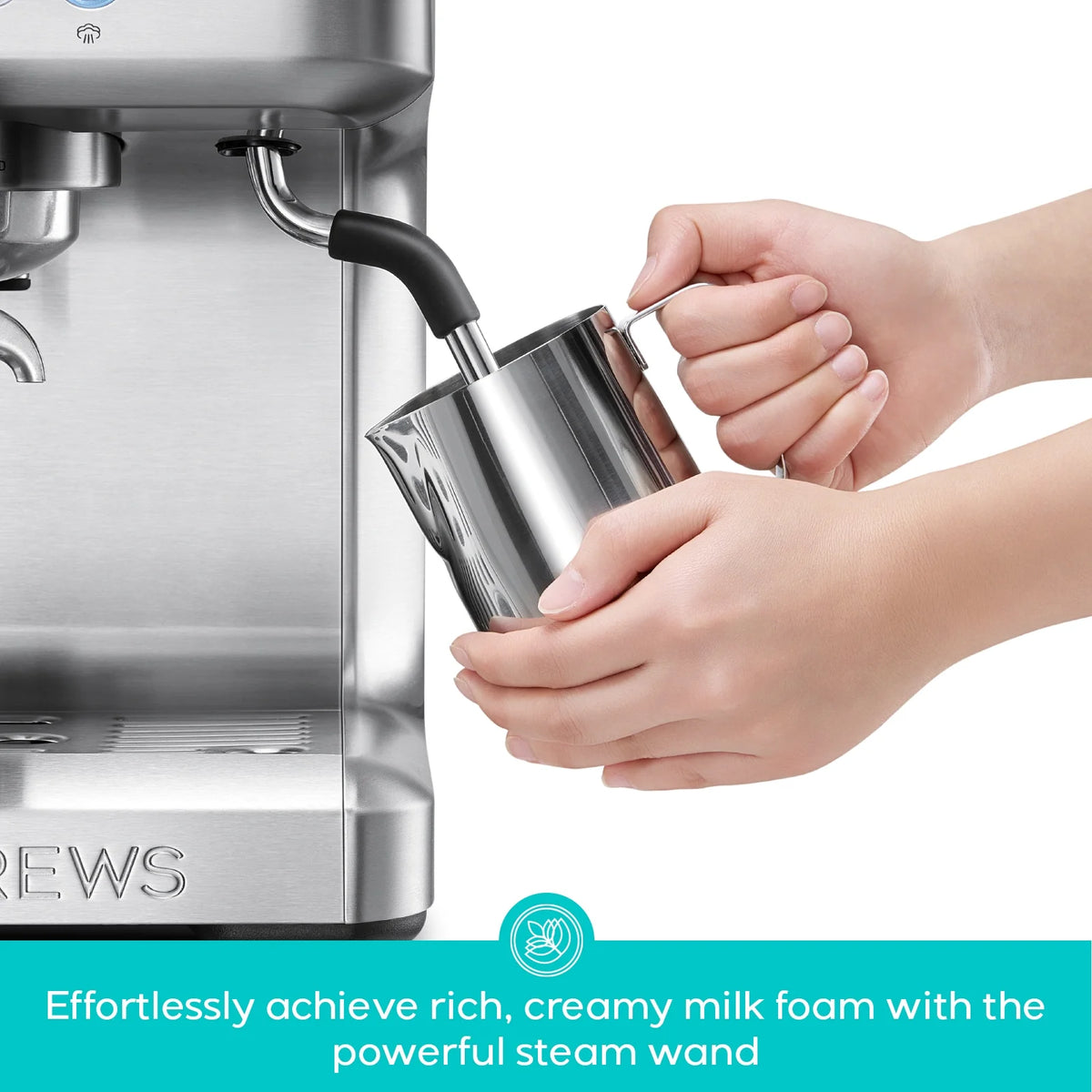 CASABREWS Ultra Semi-Automatic Espresso machine: 20 Bar, Stainless Steel, Milk Frother, Temperature Control - Americano, Latte, Cappuccino