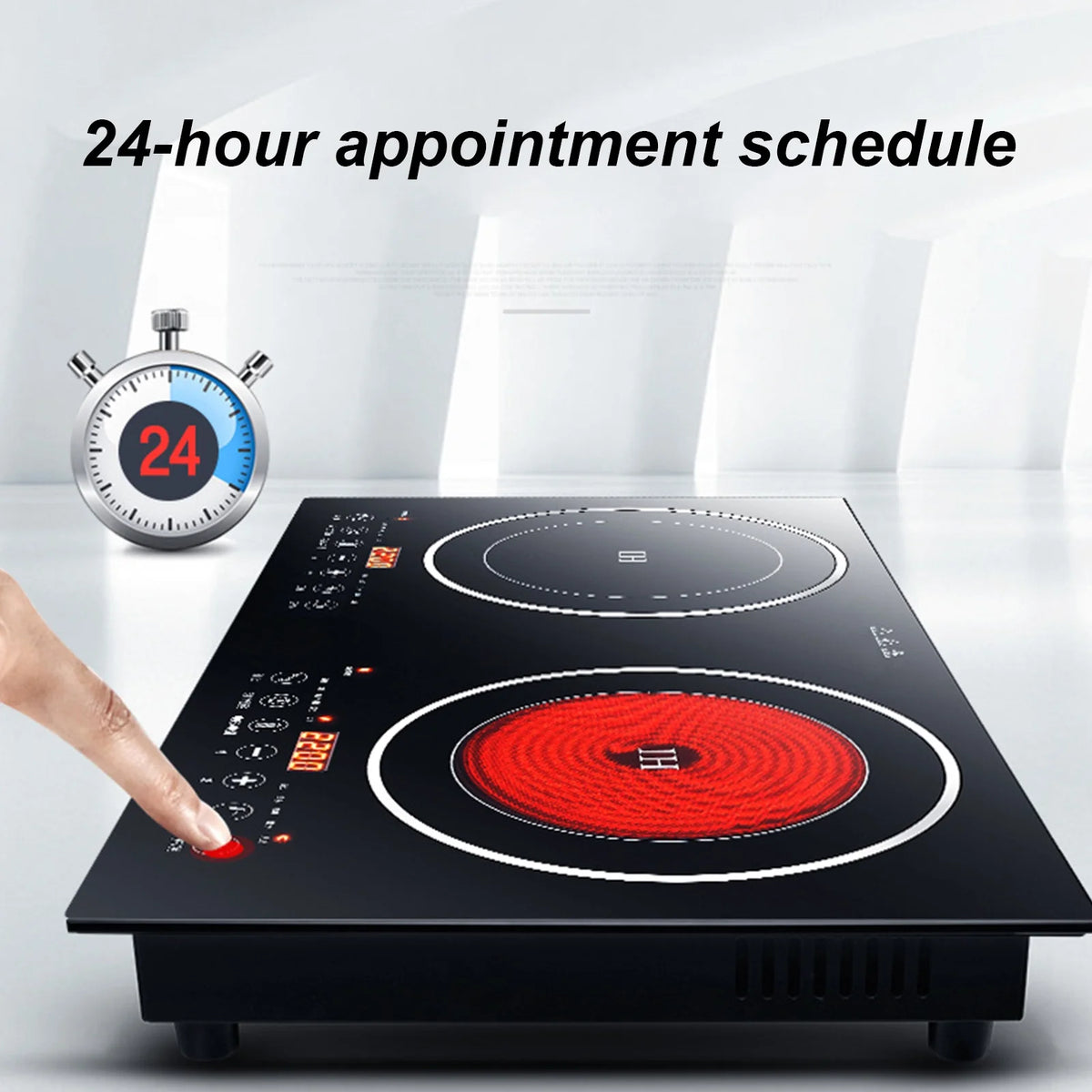 DERCLIVE Electric Ceramic Stove Induction Cooktop, Electric Stove 2 Burner Electric Burner Countertop Infrared Induction Cooker Home Cooktop Cooking Furnace,2200W  2200W