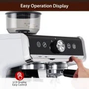 Kojooin Coffee Machines With Grinder,Espresso Machine,Semi-Automatic Espresso Maker With Milk Frother Steamer Wand,Silver