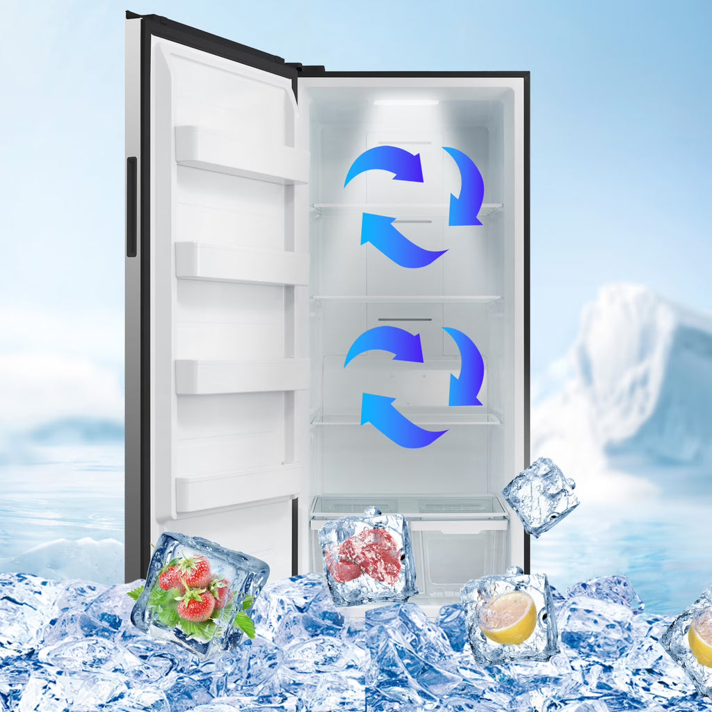 FORT�� 33 Inch Upright 21 Cu ft Freezer in Stainless Steel F21UFLESSS Left Door Fridge