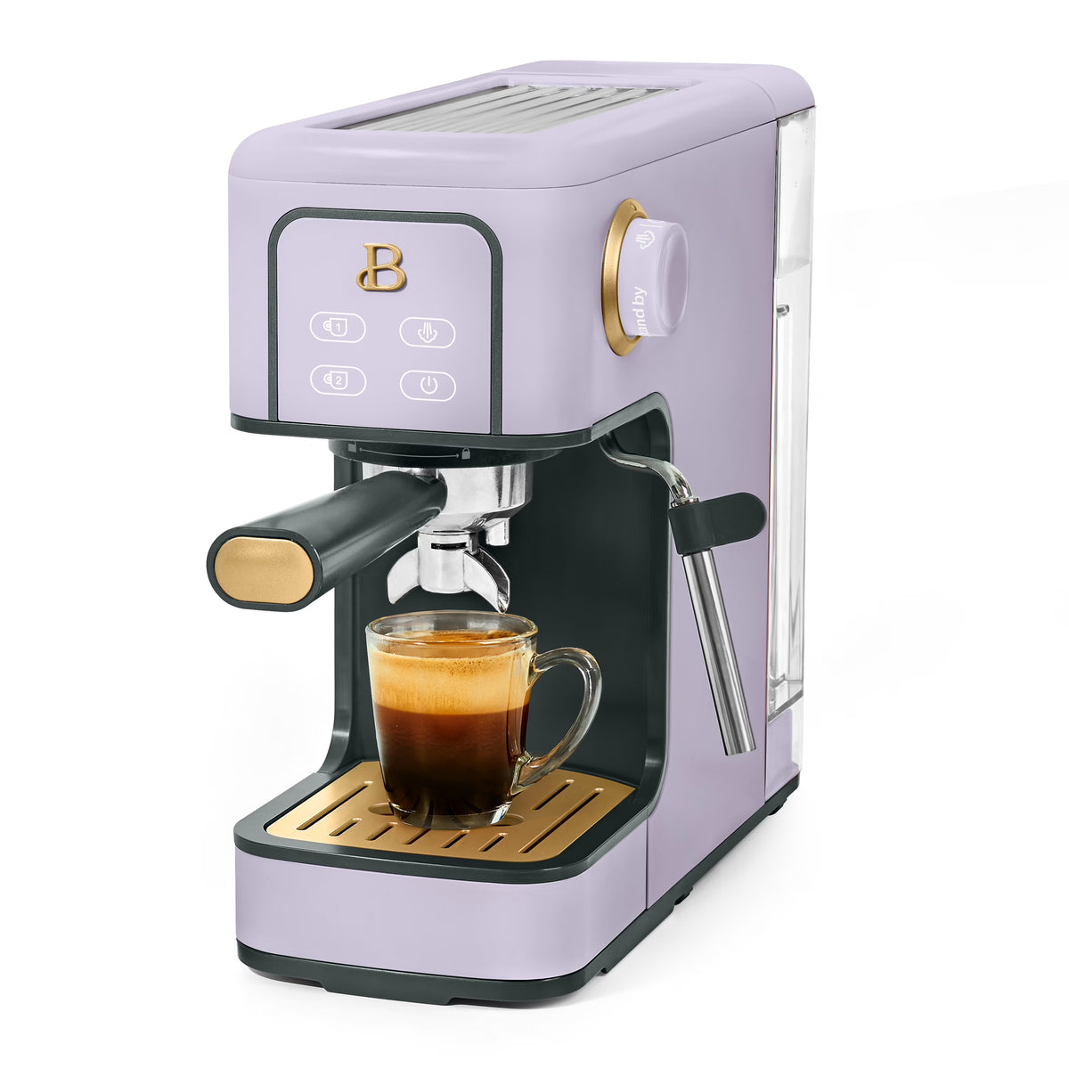 Beautiful Slim Espresso Machine with 20-Bar Pressure, Black Sesame by Drew Barrymore