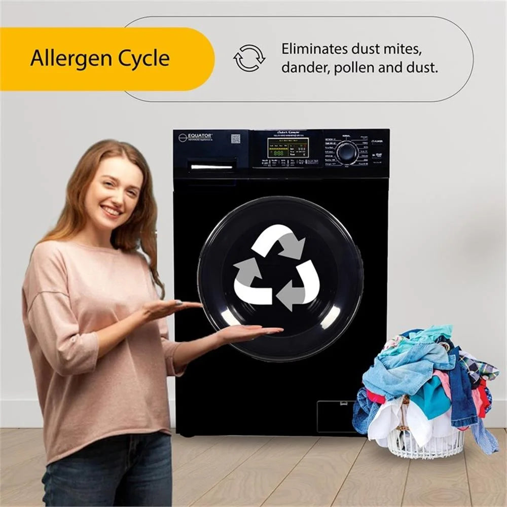 Pemberly Row Pet Compact 110V Vented/Ventless 15 lbs Combo Washer Dryer in Black