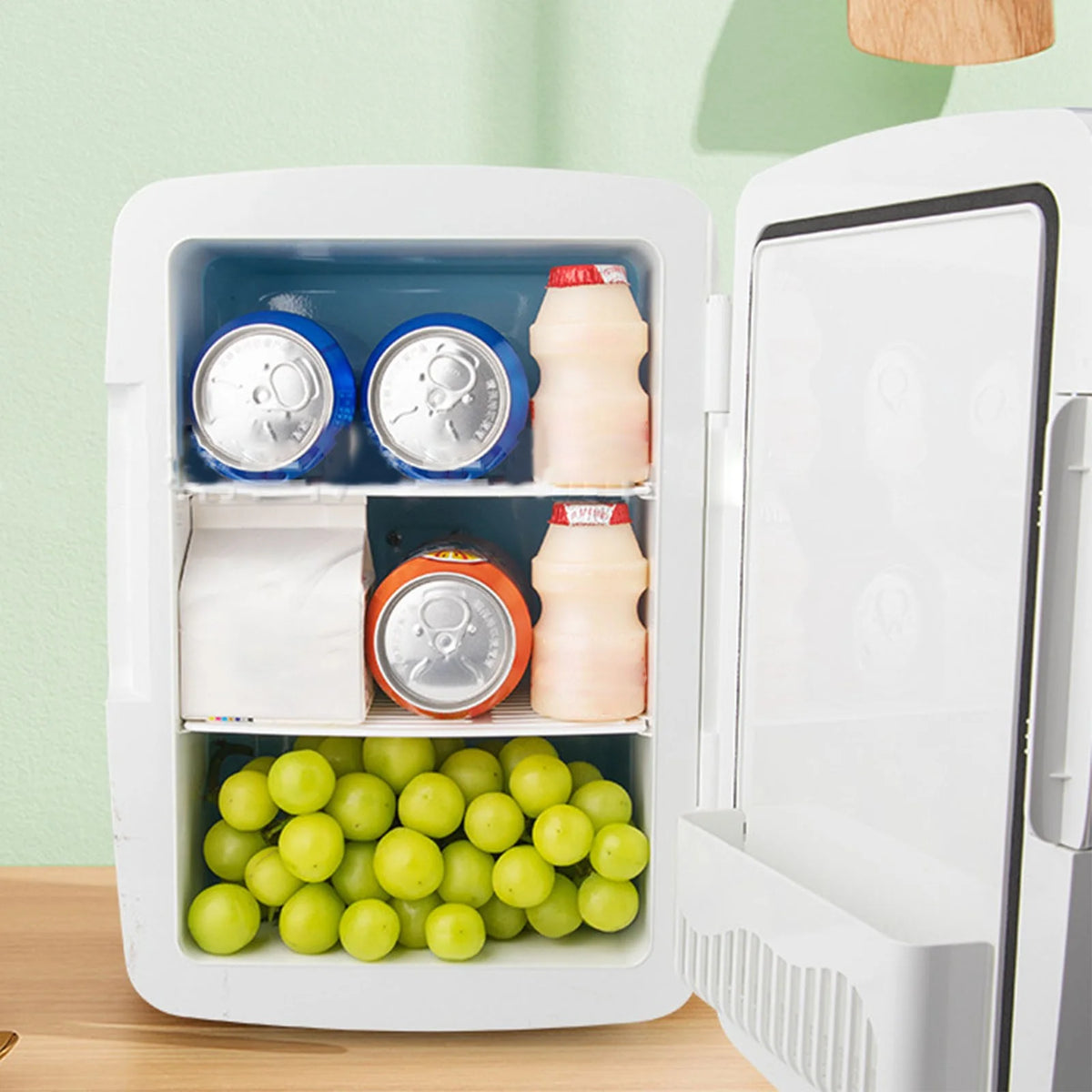 FYHALE Mini Fridge with Freezer, 15 L/21 Can Personal Refrigerator, Portable Cooler &Warmer, Beverage & Skincare, 110V/12V, Gold