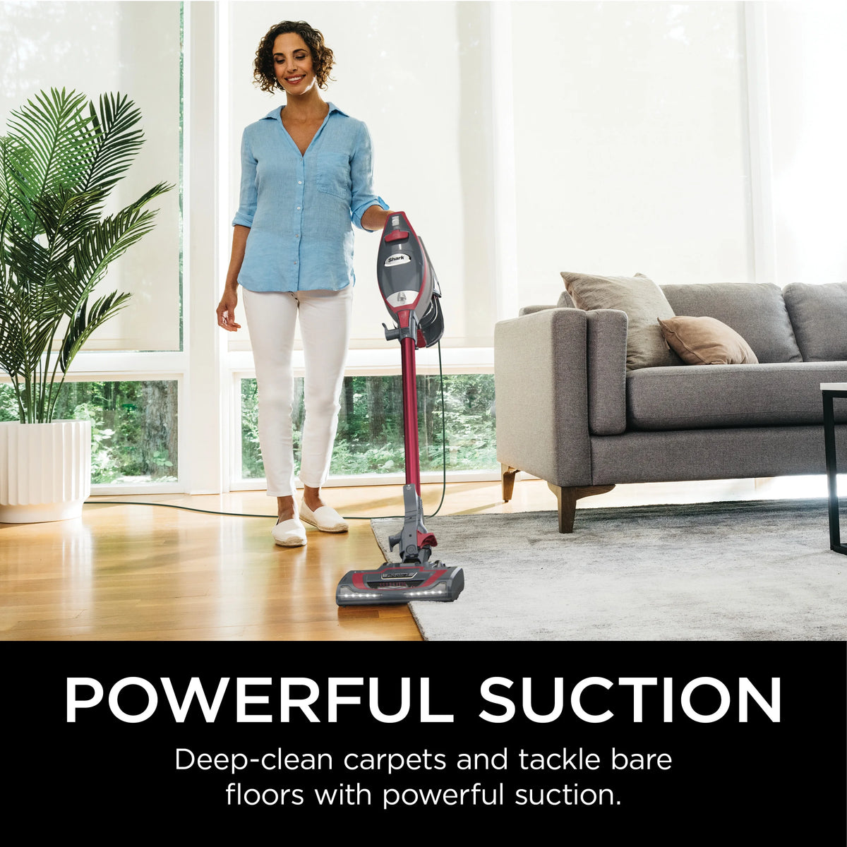 Shark Rocket Pro Corded Stick Vacuum, Removable Hand Vacuum, Hardwood Floors and Carpet, Advanced Swivel Steering, Pet-Friendly, XL Capacity, Ultra-Lightweight, HV370 Comet Red
