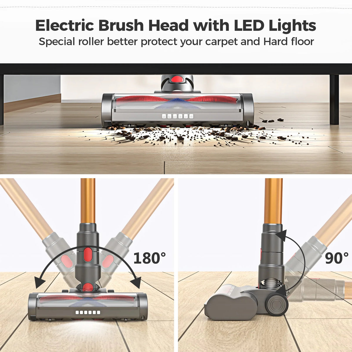 ORFELD Cordless Vacuum Cleaner, Lightweight 35KPa Stick Vacuum for Carpet Floor and Pet Hair