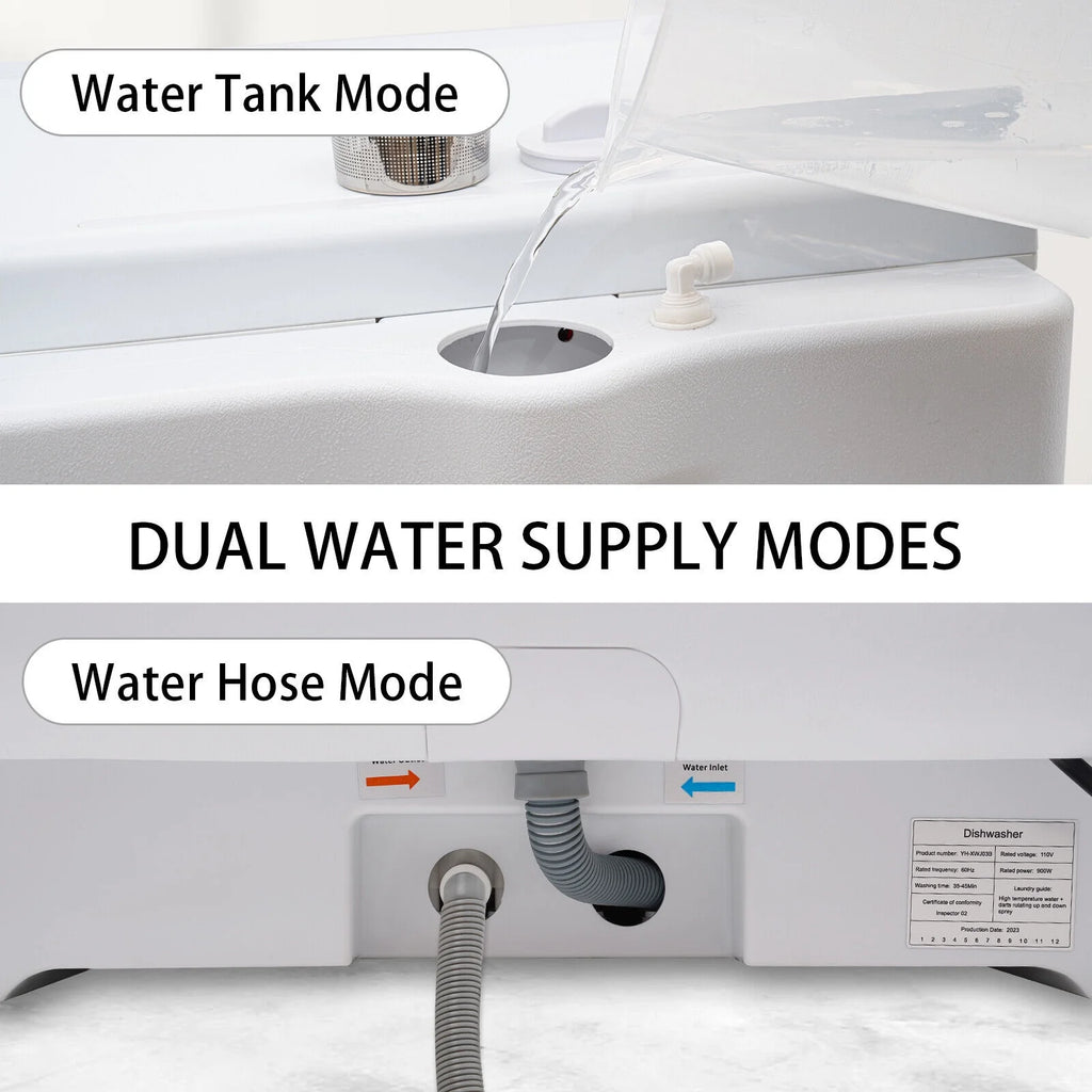 Portable Countertop Dishwasher Air Drying 5 Programs W/ 7L Water Tank 110V