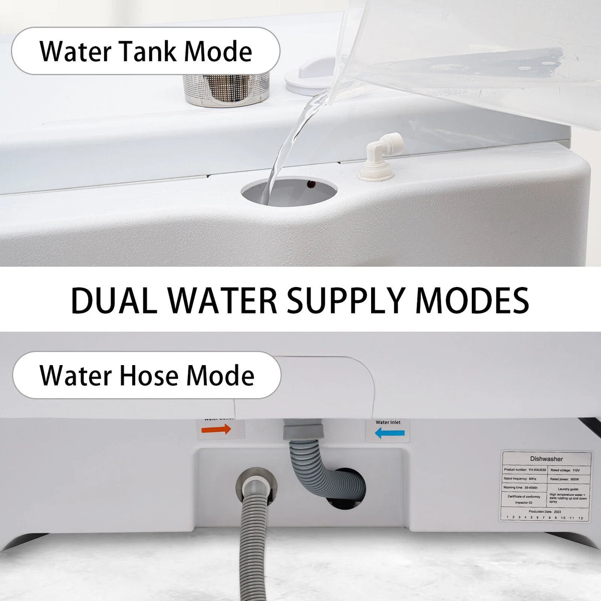 Portable Countertop Dishwasher Air Drying 5 Programs W/ 7L Water Tank 110V