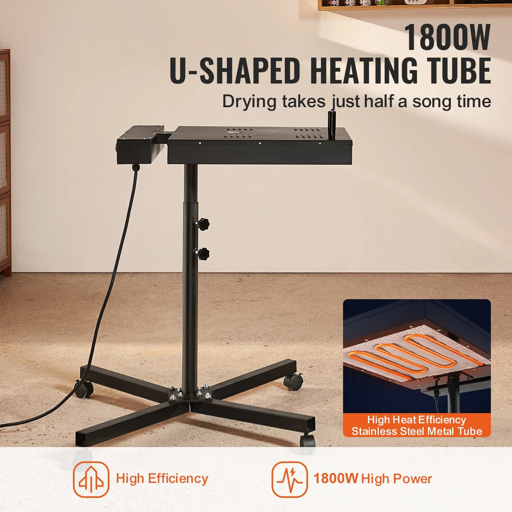 KFFKFF Pro Flash Dryer, 16x16 inch, Enhanced 1800W Flash Dryer for Screen Printing Equipment, Temperature Regulation 0-750�? Stand with Adjustable Height, 360° Swivel, Garment Drying Device