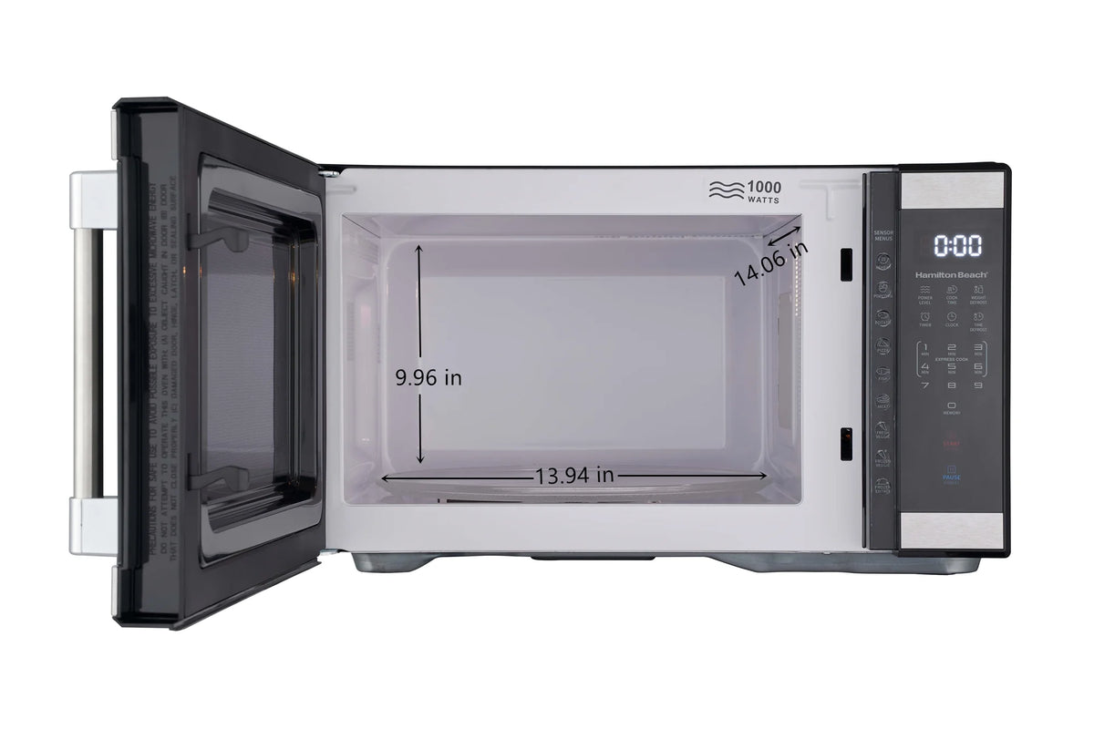Hamilton Beach 1.1 Cu. Ft. Microwave Oven, Countertop, Black and Stainless Steel