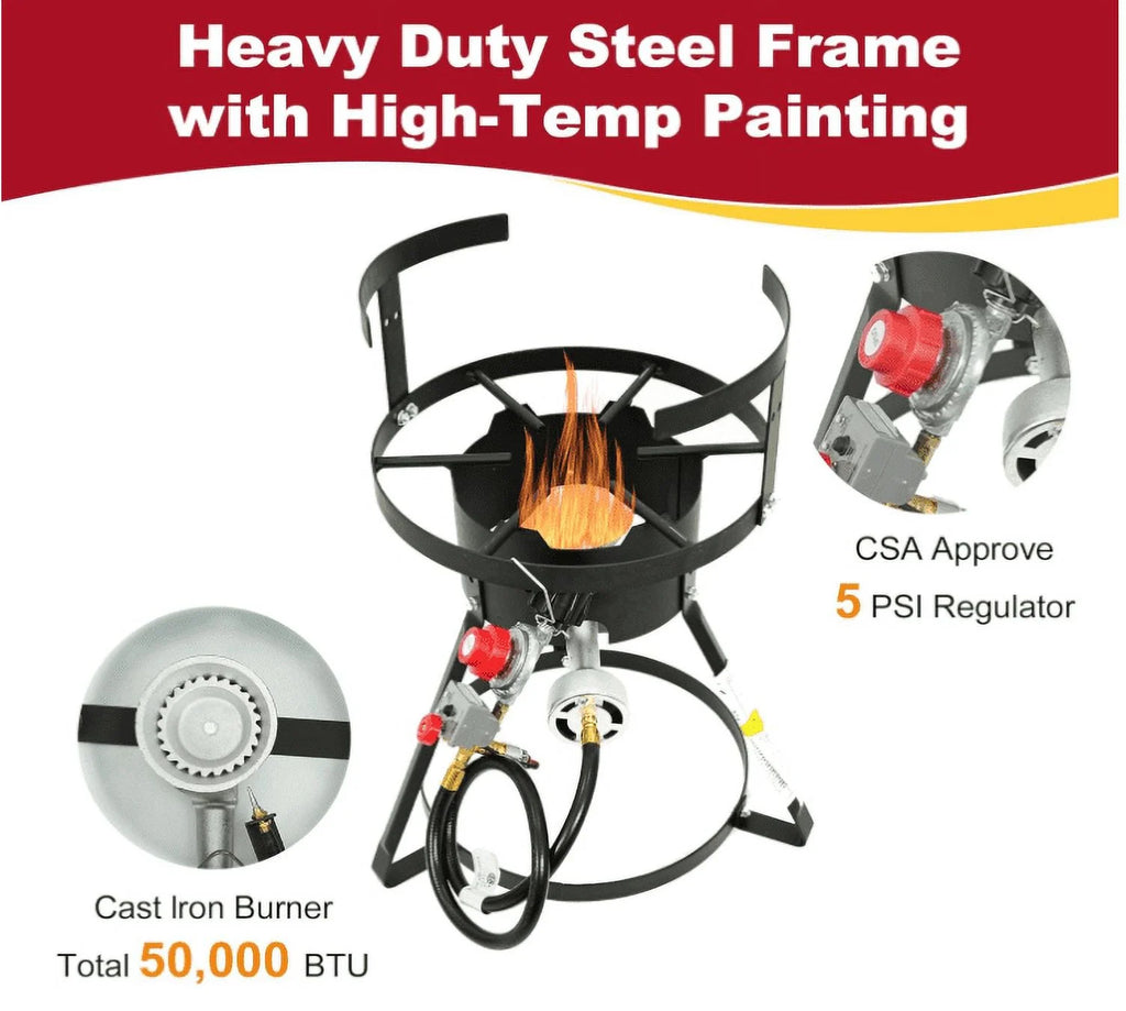 Red Mountain Valley Outdoor Propane Turkey Deep Fryer Set 30&10 Quart Fish Fryer with Basket, 50,000 BTU Burner, Large Seafood Boiler Kit, Outdoor Cooking for Frying, Boiling