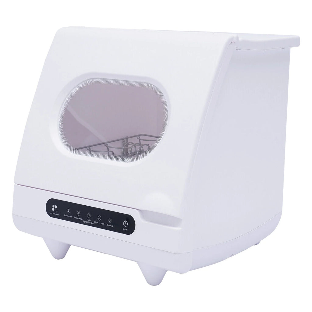 White 800W Dishwasher for Cleaning Vegetables and Fruits 15.6*15.4*16.9in Wash 6 Sets of Tableware at Once