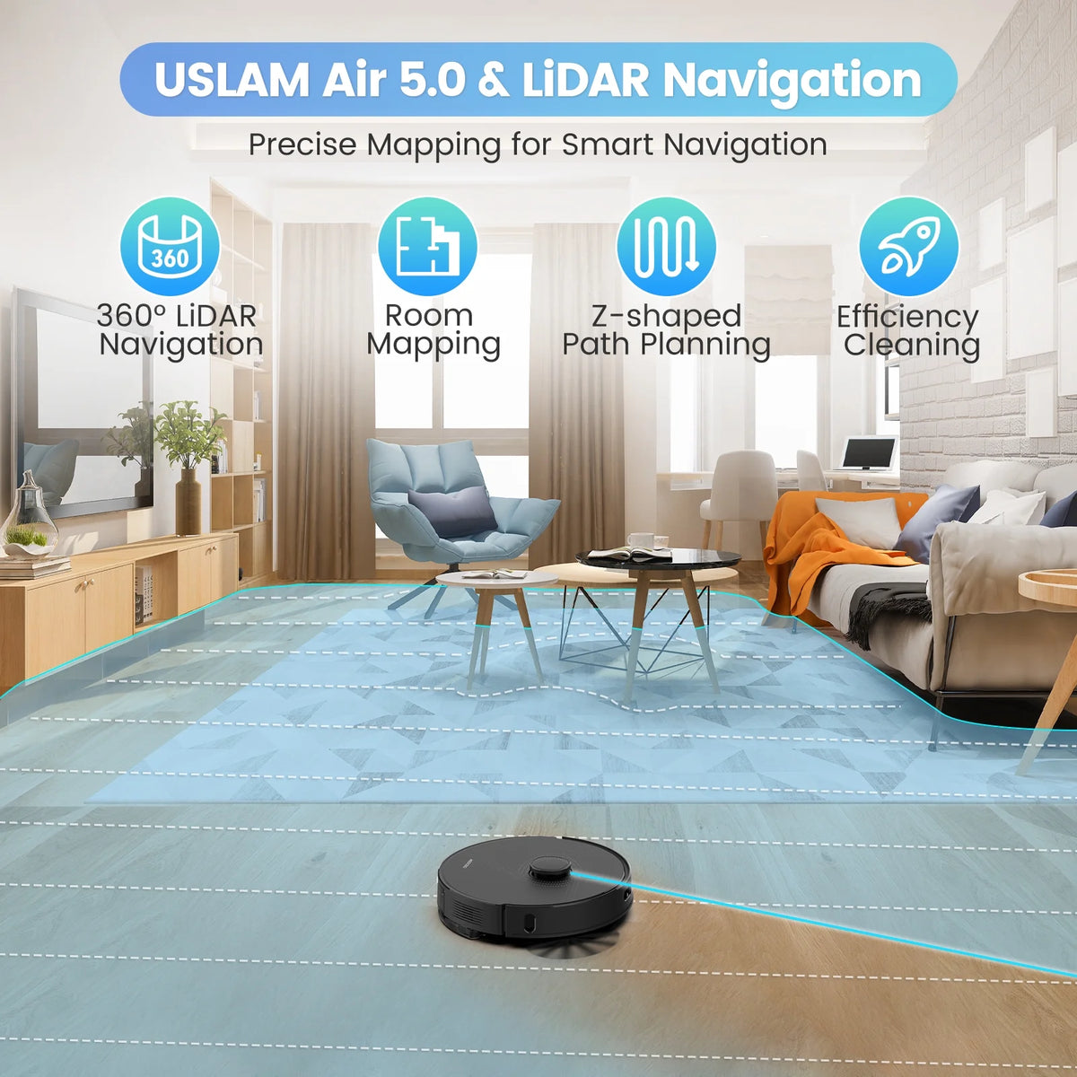 AIRROBO L60+ Self-Empty Robot Vacuum and Mop Cleaner with Ultrasonic Carpet Detection,6000Pa Suction,Laser Obstacle Avoidance,240min Long Runtime