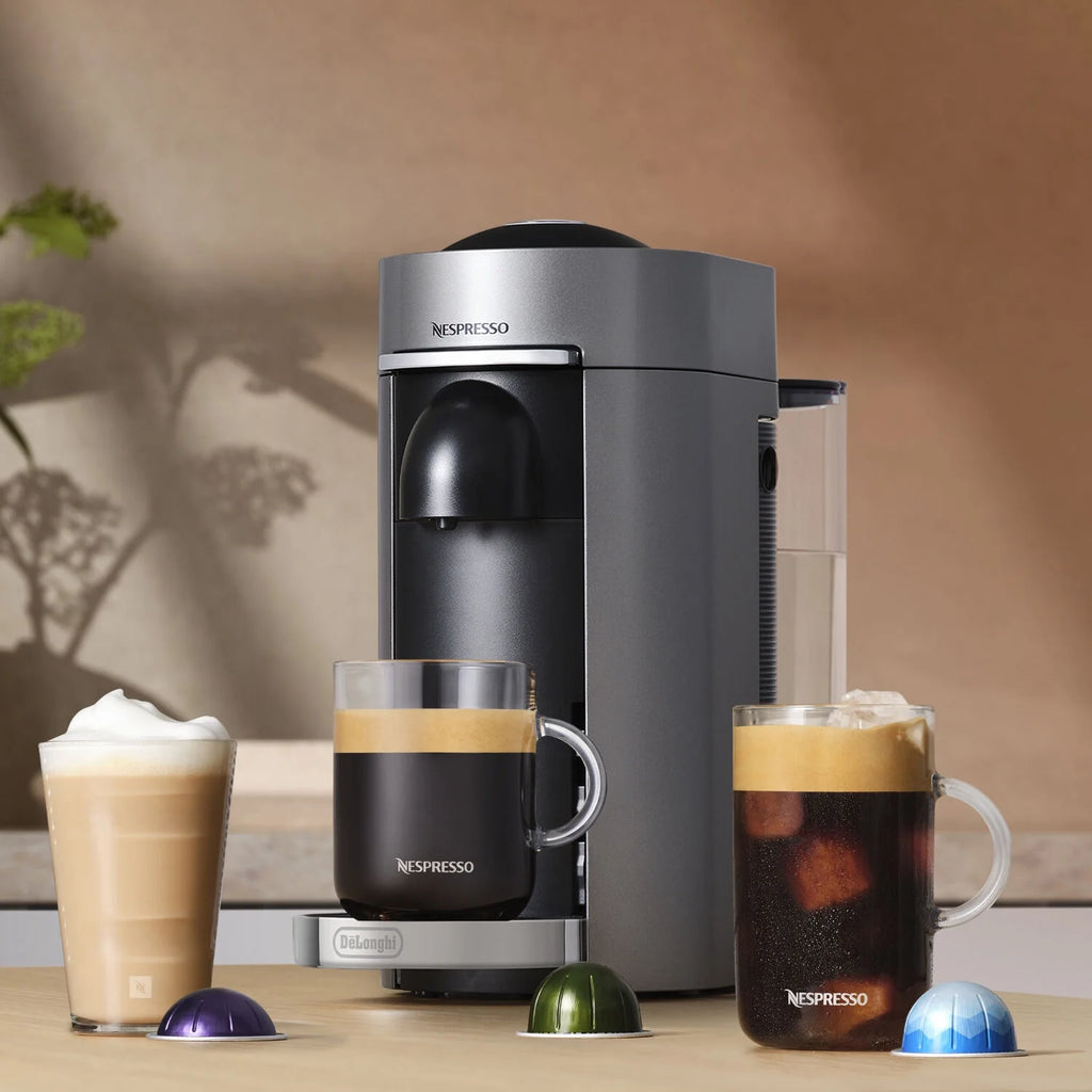 Nespresso VertuoPlus Deluxe Coffee and Espresso Maker by De'Longhi with Aeroccino, Black