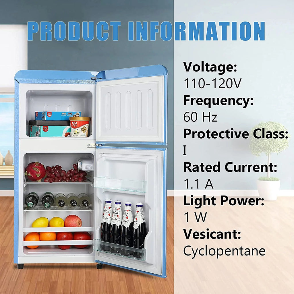 GGTB 3.0 Cu.ft Two Door Small Refrigerator with Freezer, Compact Retro Mini Refrigerator for Dorm, Office, Bar, RV, Bedroom, Red