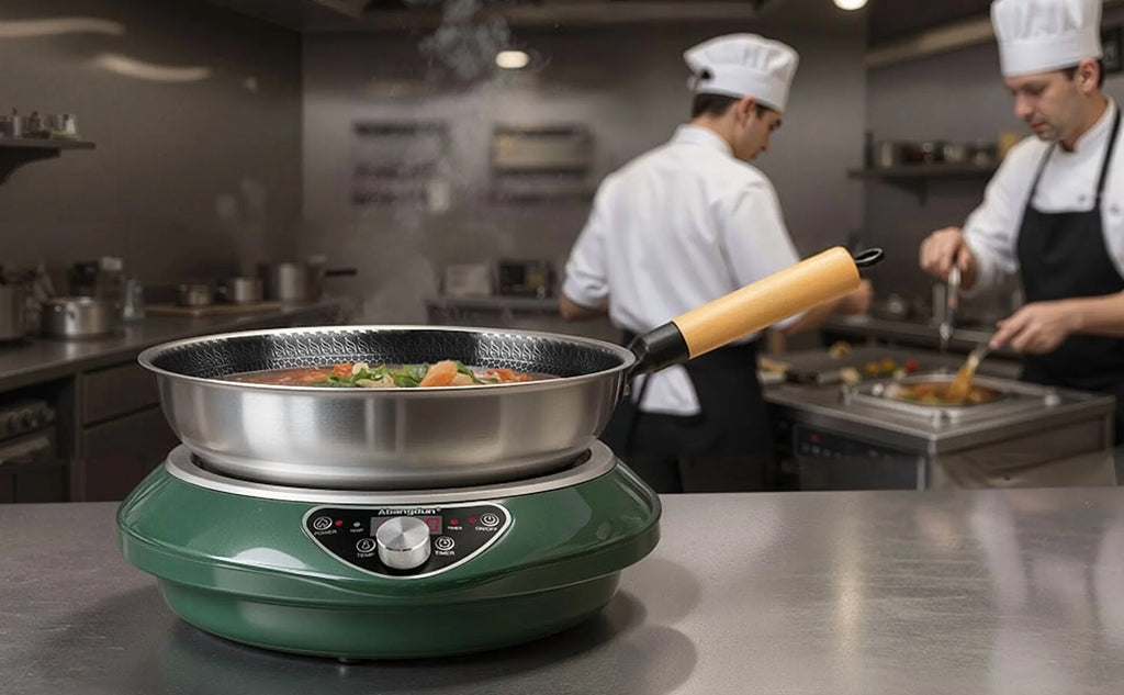 Induction Cooktop 1700W 85V~120V Wok Pan (included) Portable Electric Stove 18 Hours Timer 16 Level Temp&Power Ctrl Cookware Appliances Skillet Plates