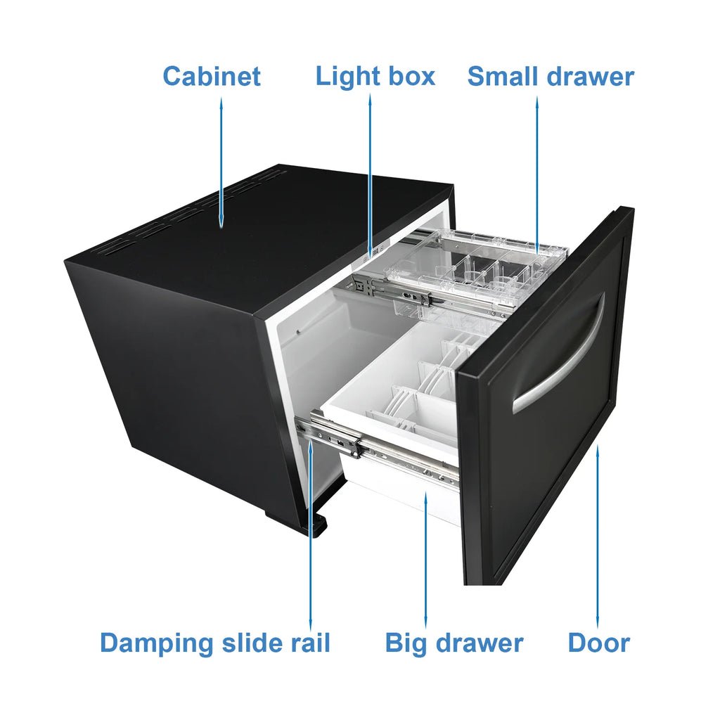 Smad Drawer RV Refrigerator 12V Truck Cooler AC DC Fridge Hotel 1.7 cu ft Quiet