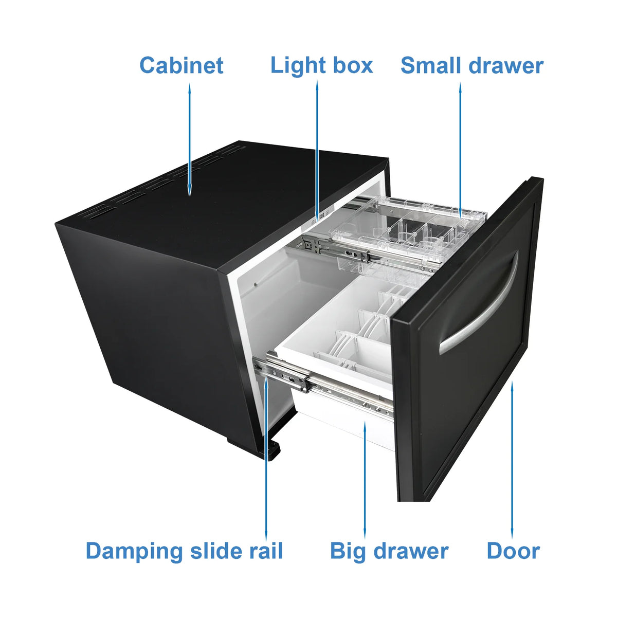 Smad Drawer RV Refrigerator 12V Truck Cooler AC DC Fridge Hotel 1.7 cu ft Quiet