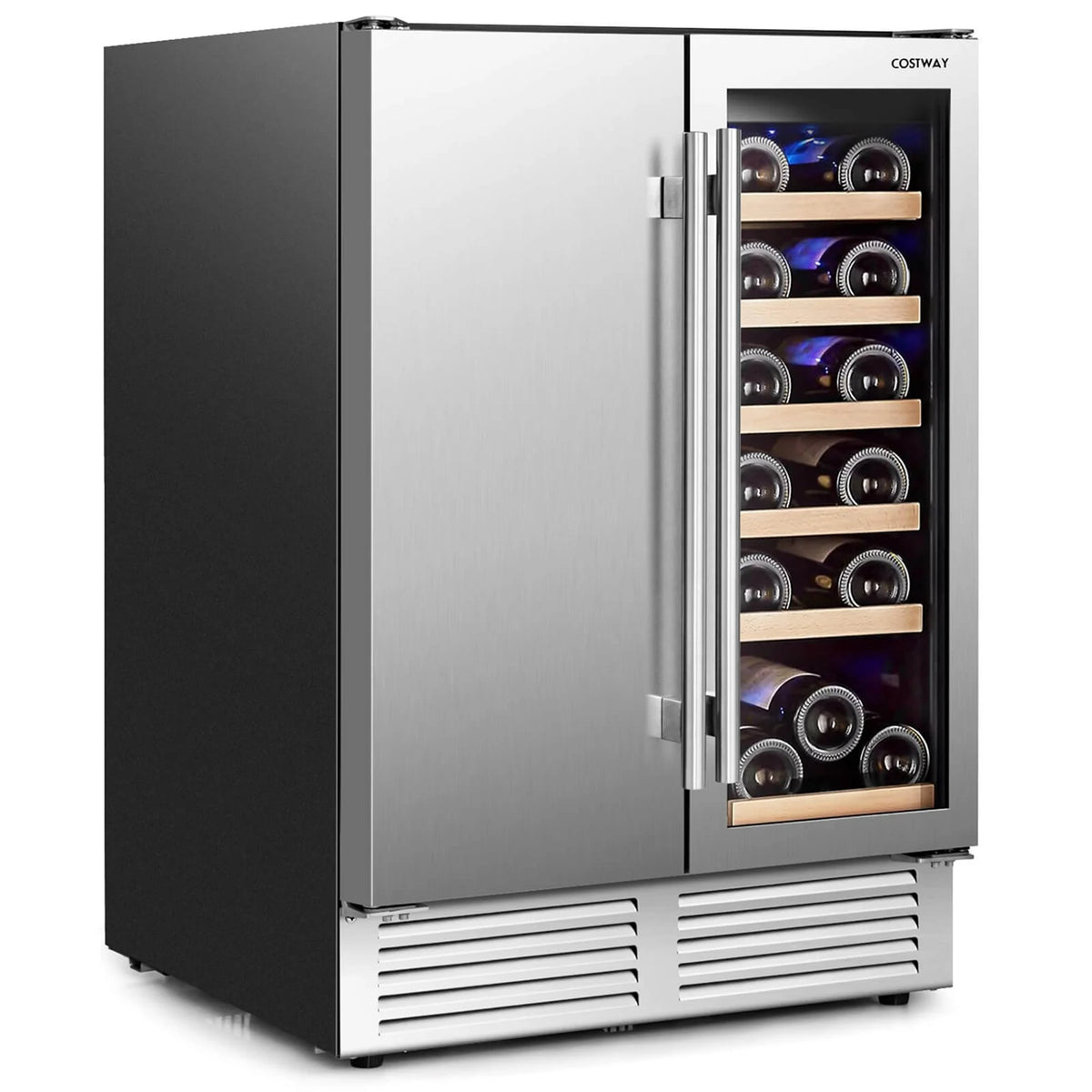 Costway 2-in-1 Beverage and  Cooler Free-standing & Built-in Dual Zones  Fridge
