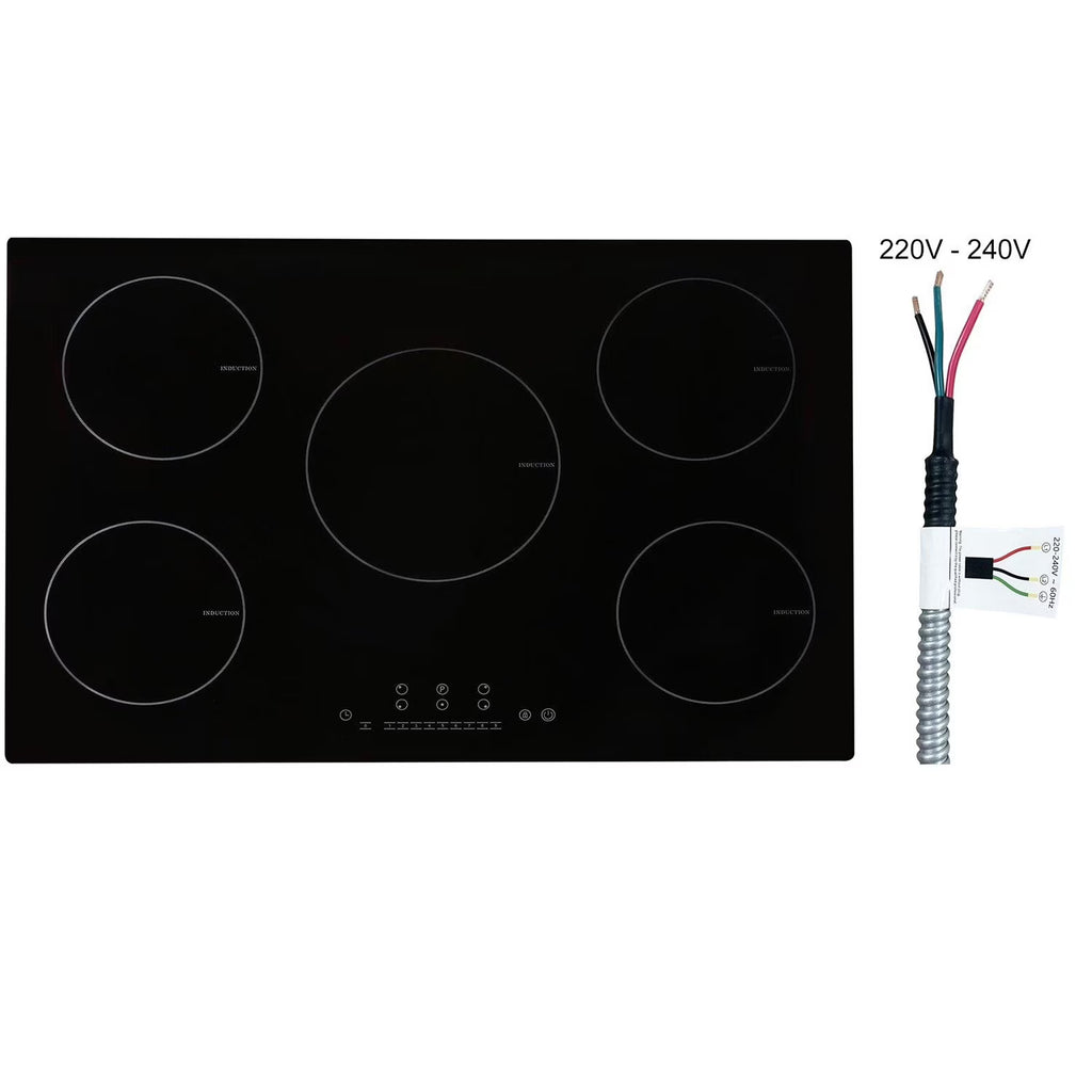 Choco Moon Induction Cooktop 5 Burners, 30'' Stove Top, Built-in Magnetic 9200W, 9 Heat Levels, LED Touch Screen, Child Lock, Over-Temp Protection, Easy Cooking