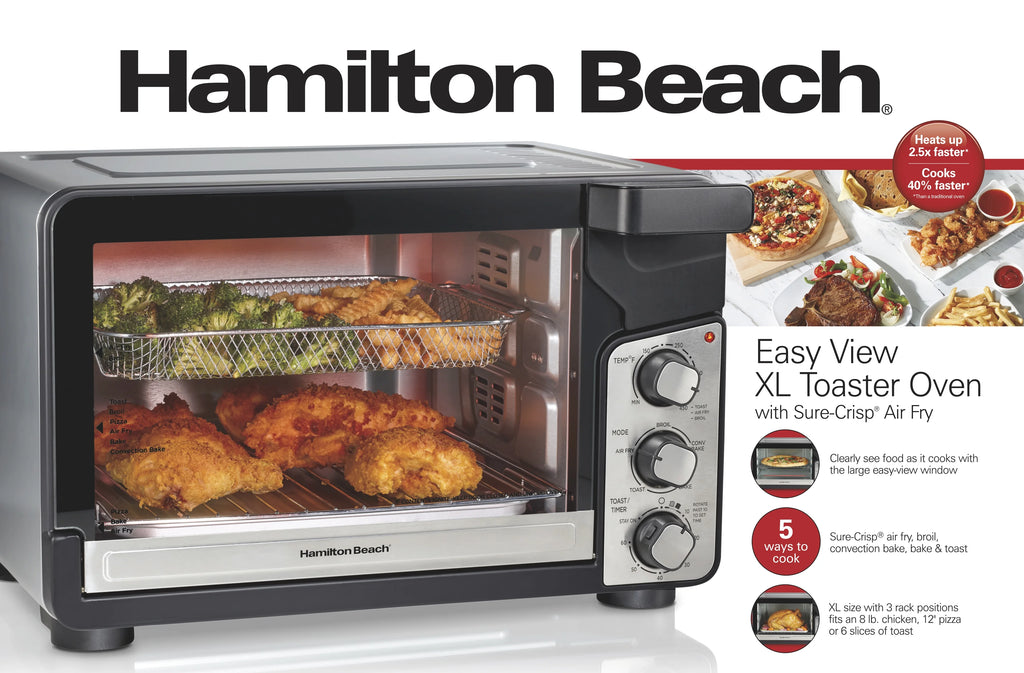 Hamilton Beach Easy View XL Toaster Oven with Sure-Crisp? Air Fry, 1750W, 6 Slice Capacity, 31460