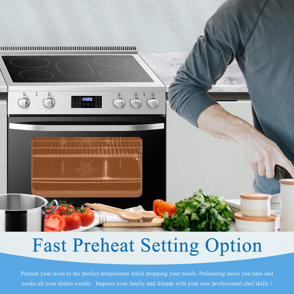 Lanbo 30 inch 5.9 CU.ft. Freestanding Electric Convection Range with Air Fry and Rotisserie, Electric cord or plug is not included