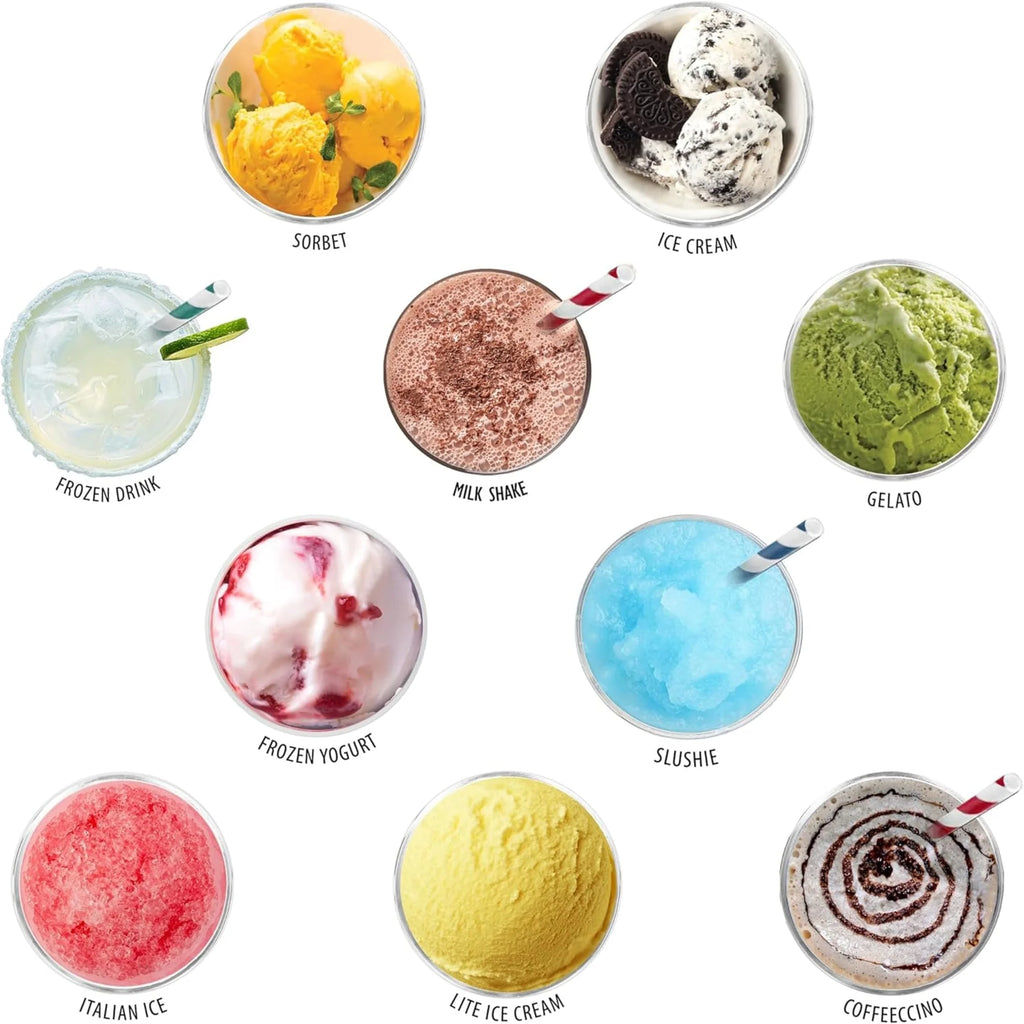 Food Genie: Dessert Station - Black - 11-In-1 Ice Cream & Frozen Treat Maker, (3) 16oz Tubs, Create Sorbet-Milkshakes-Drinks & More, Dual-Drive Motors
