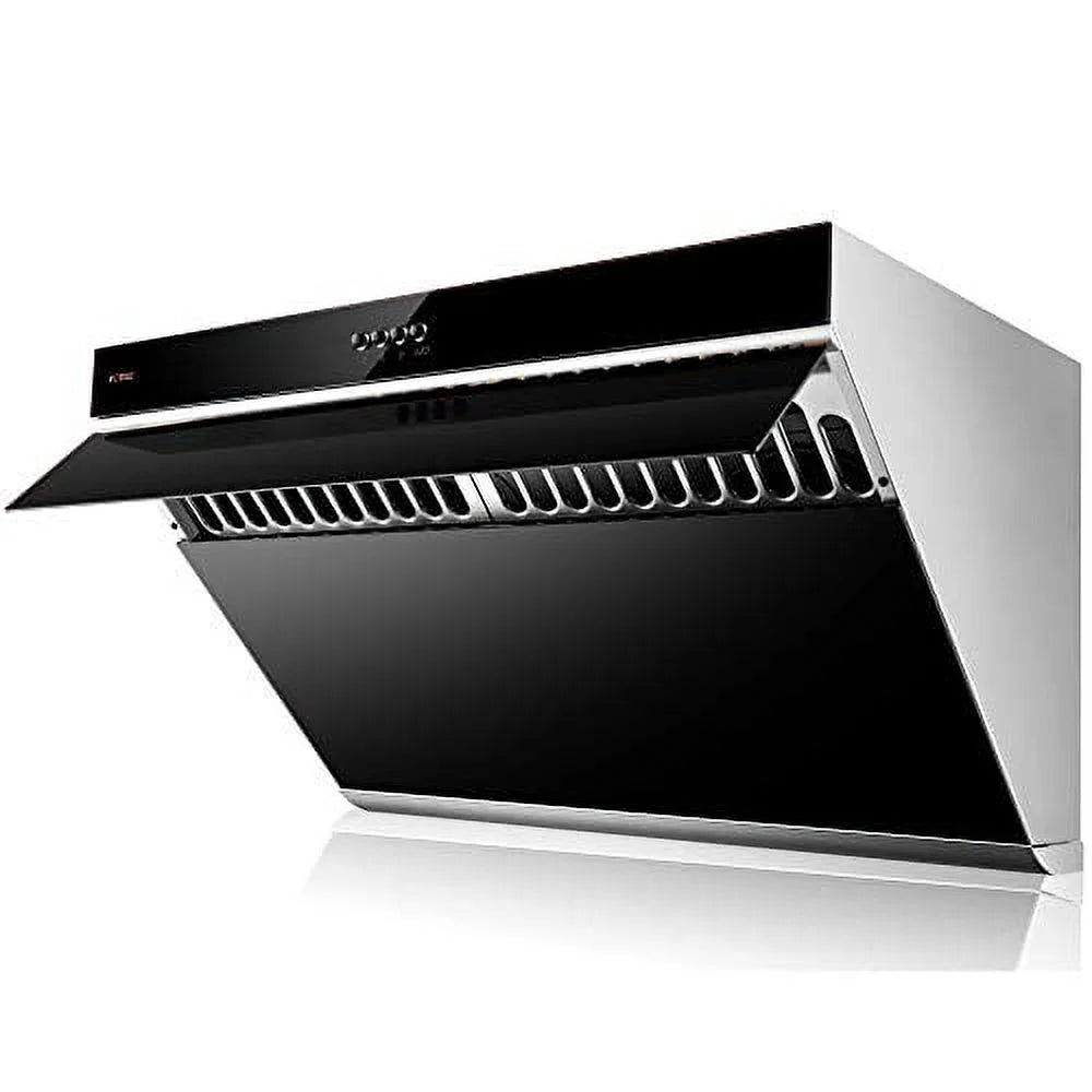 FOTILE Slant Vent Series 30" 850 CFM Under Cabinet or Wall Mount Range Hood with 2 LED lights and Push Buttons in Onyx Black Tempered Glass