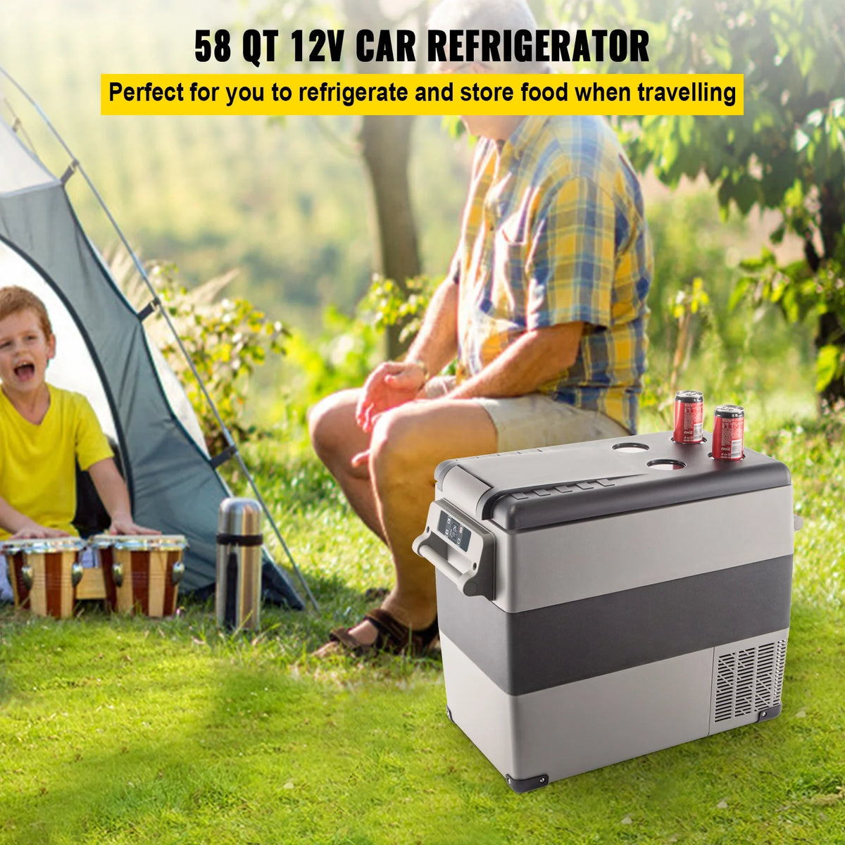 BENTISM 22L Portable Car Refrigerator, 23 Quart RV Fridge, 12/24V DC & 110-240V AC Vehicle Car Truck Boat Mini Electric Cooler for Driving Travel Fishing Outdoor and Home Use
